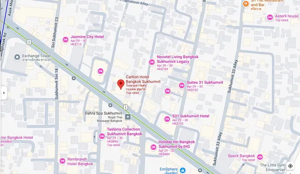 A screenshot from Google maps pinpointing a Jamf aviation event in Bangkok.